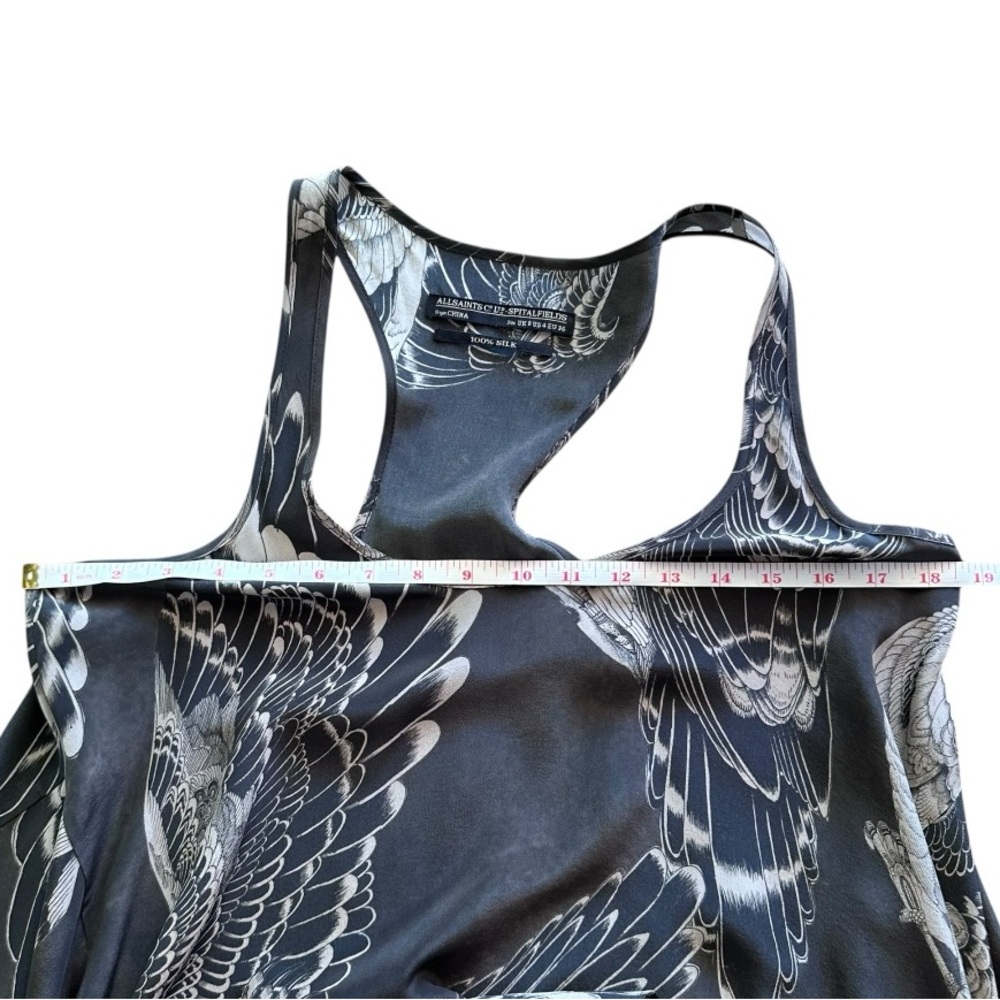 All saints Gray Silk Racerback Tank Top Size 4 - Picture 7 of 9